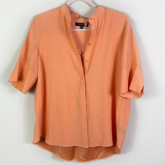 Lafayette Coral Orange Short Sleeve Button Down shirt size Medium - Picture 2 of 9